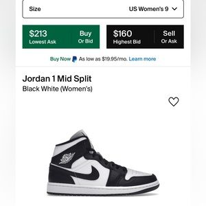 Women’s Air Jordan 1 Mid SE Size 9